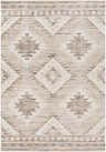 Close-up of Smoketown Area Rug. Jute and polypropylene rug with a black, tan, and white geometric Southwestern pattern. Design-Rectangle-5376