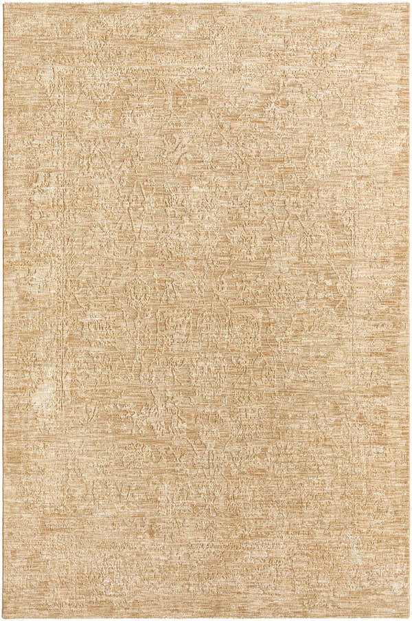 Close-up of the Jenis Beige Area Rug, showcasing its subtle traditional pattern and soft, tan color. Design-Rectangle-6796
