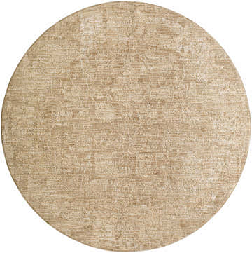 Close-up of a round Jenis Beige Area Rug featuring a subtle, textured pattern in neutral tan tones. Design-Round-67
