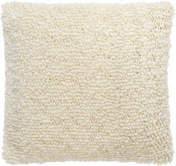 Elyra Ivory Textured Weave Cottage Wool Accent Pillow