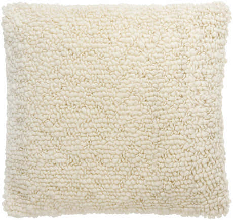 Elyra Ivory Textured Weave Cottage Wool Accent Pillow