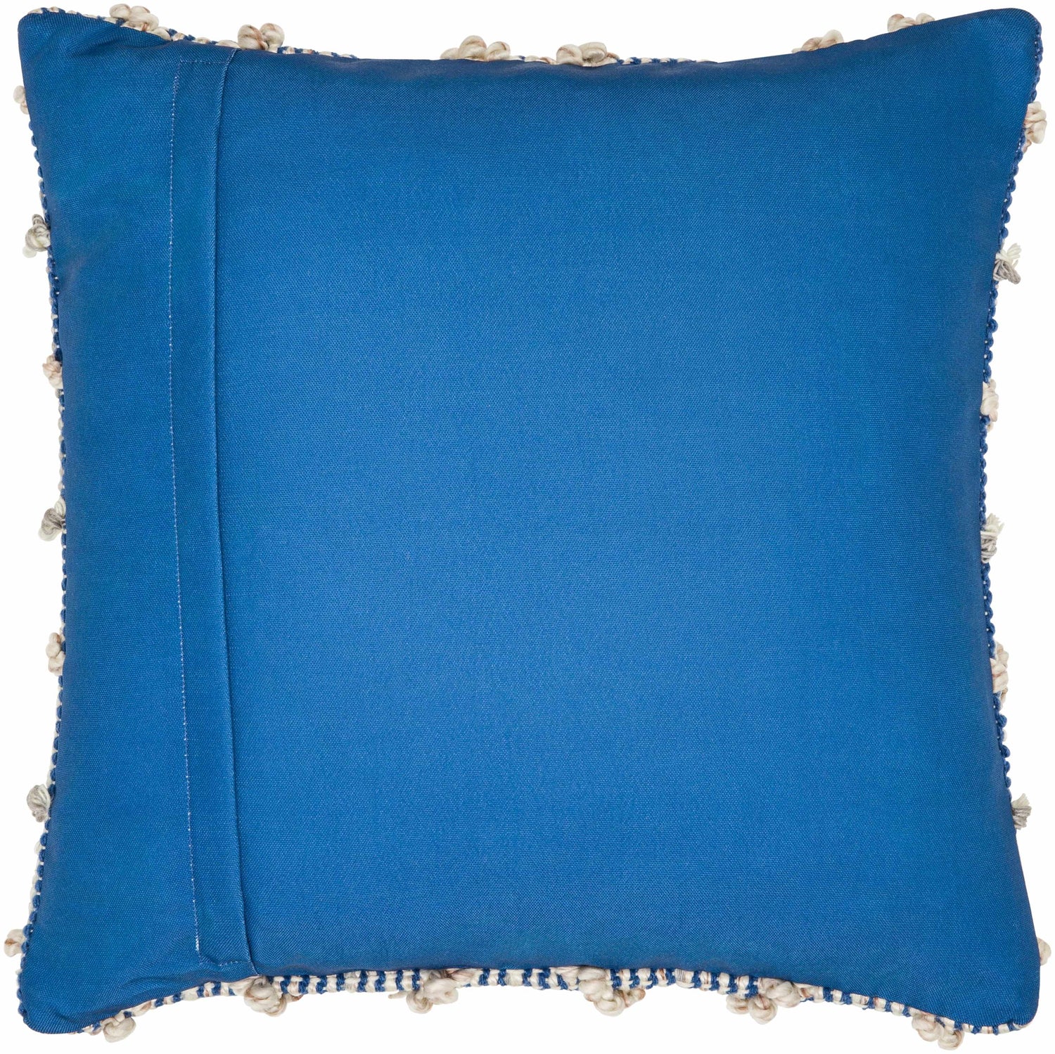 Brivan Blue and Ivory Tufted Diamond Lattice Cottage Recycled PET Yarn Outdoor Safe Accent Pillow - Clearance