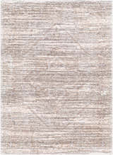 Close-up of Elisa Area Rug with a horizontal striped pattern in lambswool, taupe, and black. Traditional farmhouse style. Design-Rectangle-57