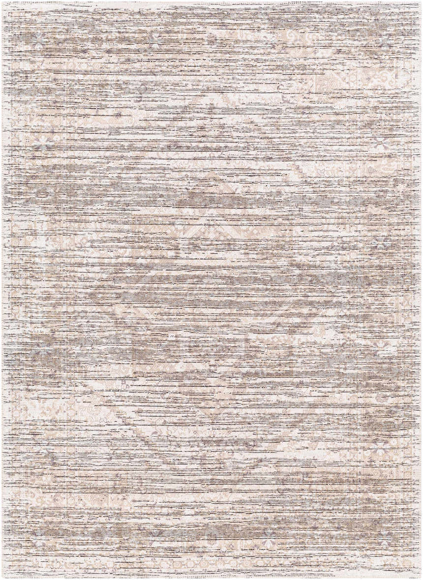 Close-up of Elisa Area Rug with a horizontal striped pattern in lambswool, taupe, and black. Traditional farmhouse style. Design-Rectangle-57