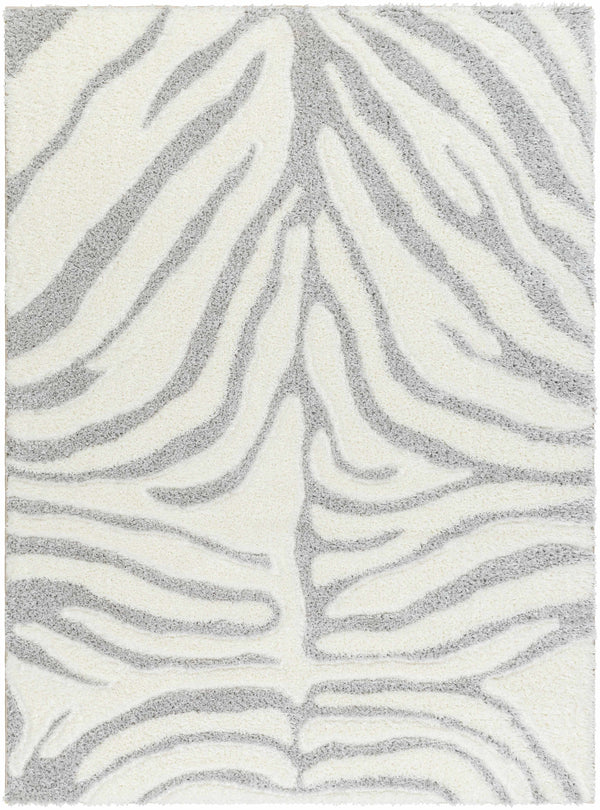 Dysis Gray Zebra Print Area Rug