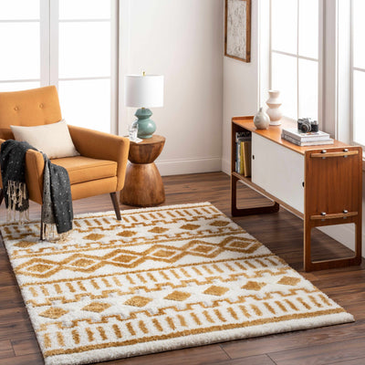 Tevy white & yellow plush carpet