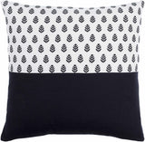 Sidra Throw Pillow - Black Leaf Pattern on White
