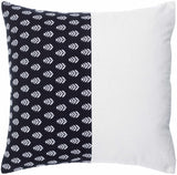 Sidra Throw Pillow - White Leaf Pattern on Black