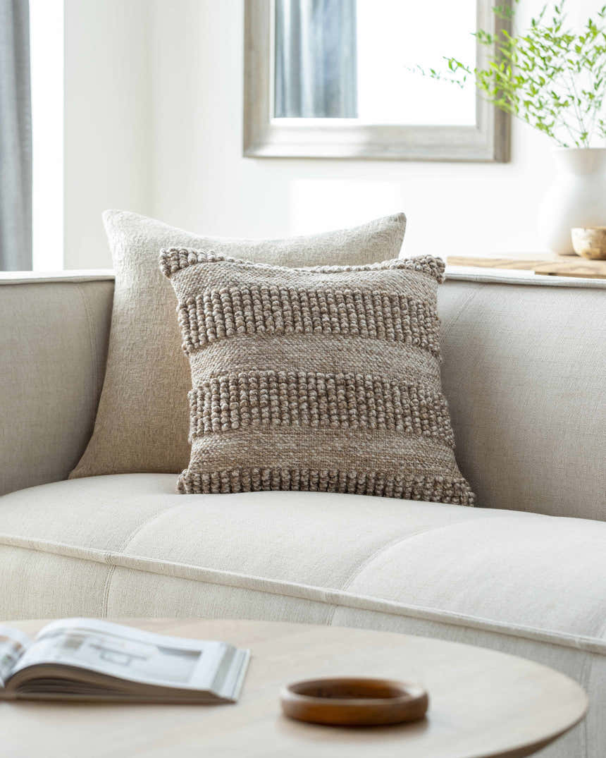 Lilia Beige Outdoor Throw Pillow - Clearance