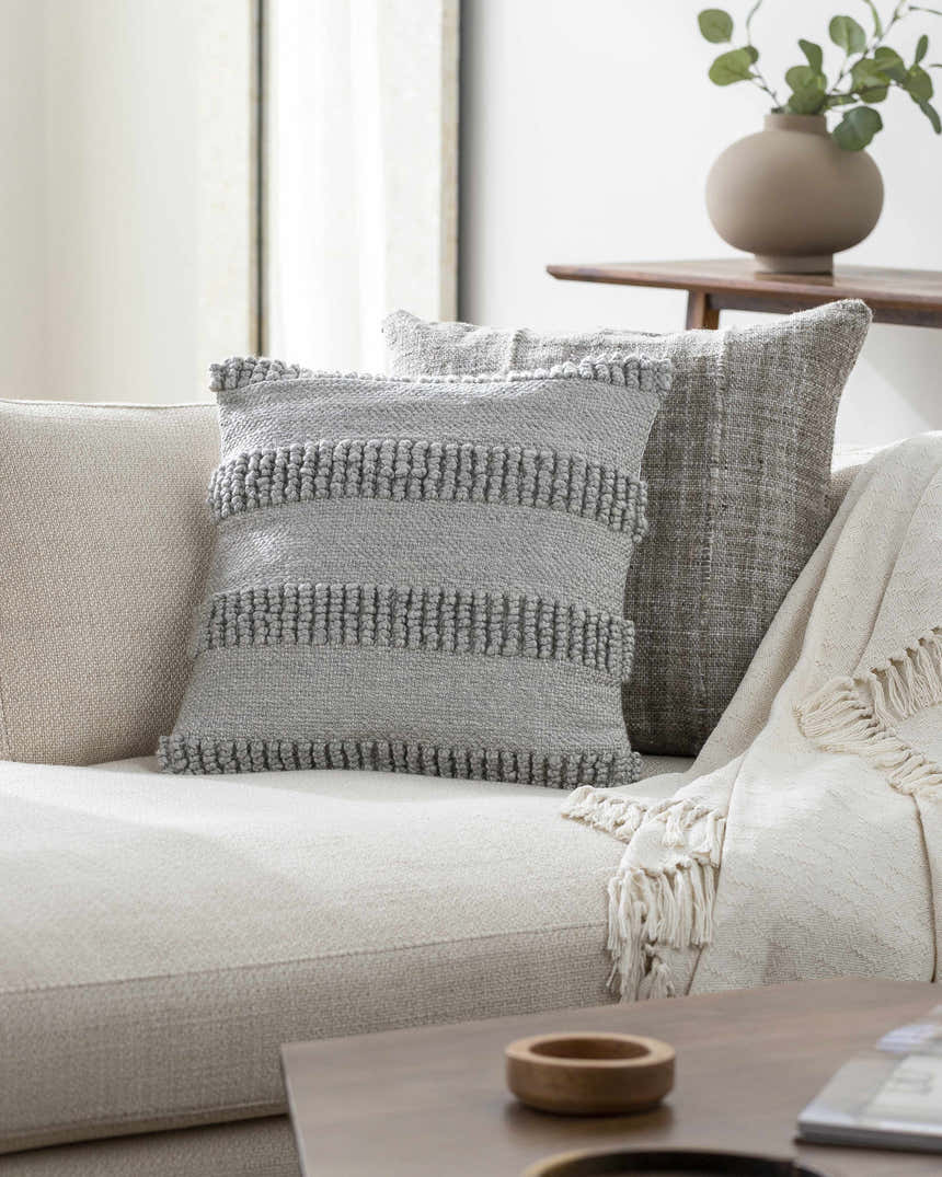 Lilia Silver Gray Outdoor Throw Pillow - Clearance