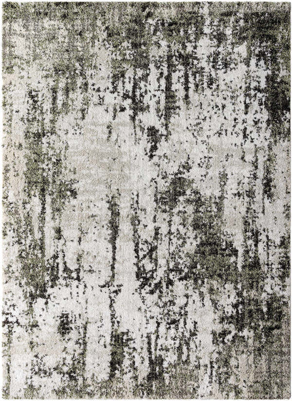Close-up of the light gray Omari Area Rug, featuring a contemporary abstract pattern and soft polyester texture. Design-Rectangle-537