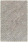 Close-up of the Halen Taupe Checkered Area Rug. Features a brown and taupe checkerboard pattern with a hand-tufted texture. Design-Rectangle-576