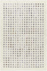 Close-up of the hand-tufted Harib Area Rug. Geometric pattern in beige, bone, gray, and brown wool. Design-Rectangle-576