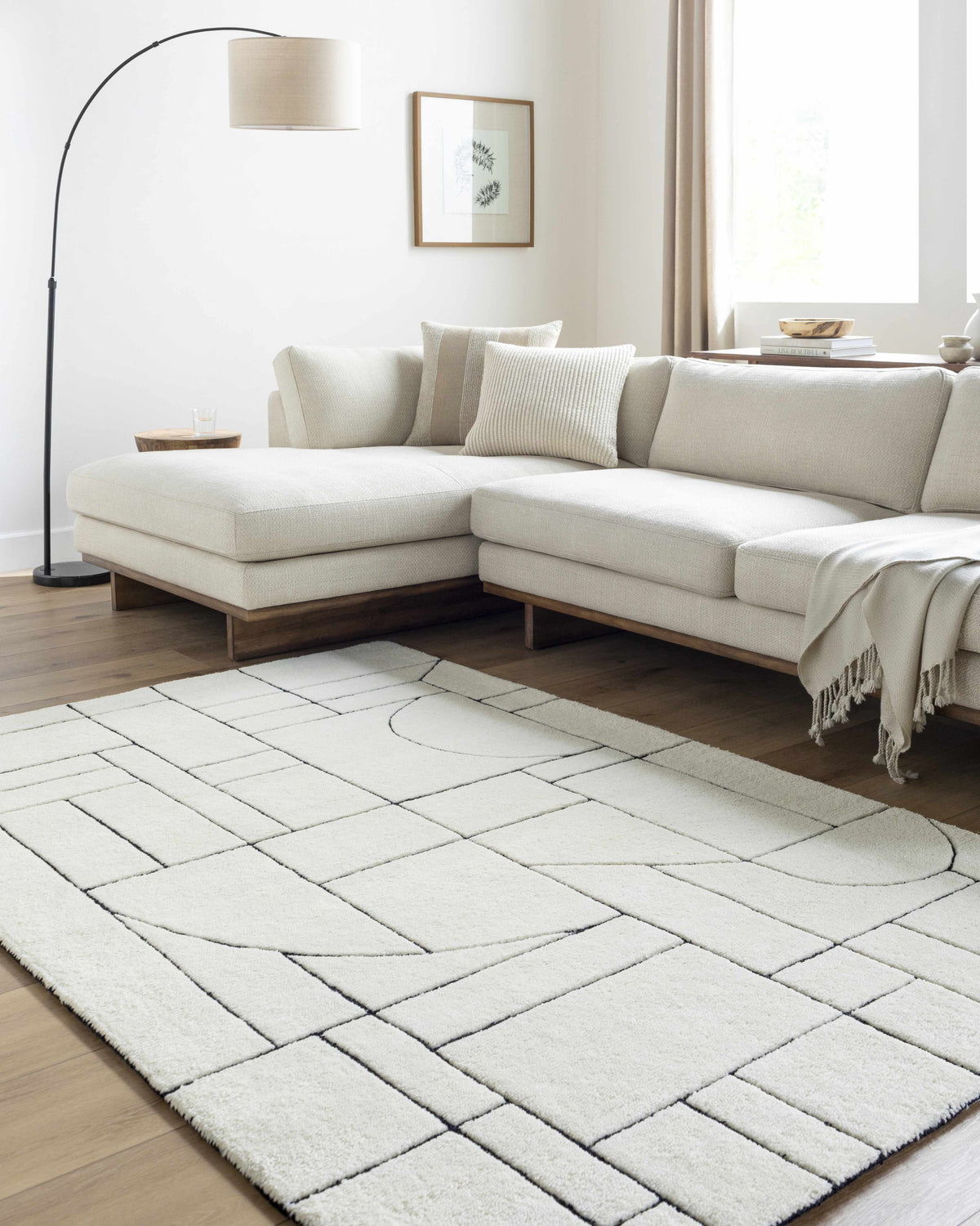 Fusao Rose Cream Area Rug - Clearance