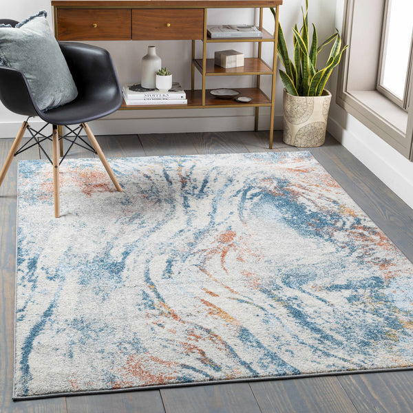 Spittal Blue Marble Rug - Clearance