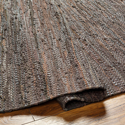 Aneko Brown Handwoven Leather Rag Carpet