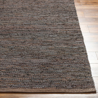 Aneko Brown Handwoven Leather Rag Carpet