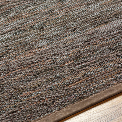 Aneko Brown Handwoven Leather Rag Carpet