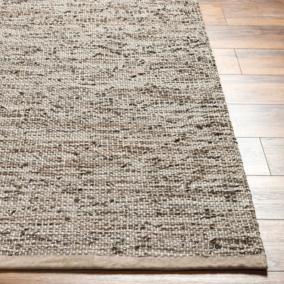 Aneko Khaki Handwoven Leather Rag Carpet