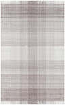 Close-up of the hand woven Fiora Area Rug. Features a gray and brown striped pattern and fringe. Design-Rectangle-576