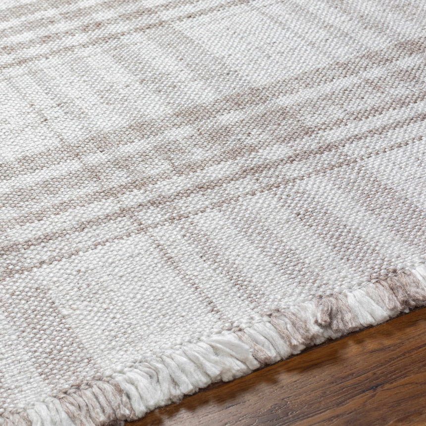 Inara Light Brown Plaid Hand Woven Area Rug