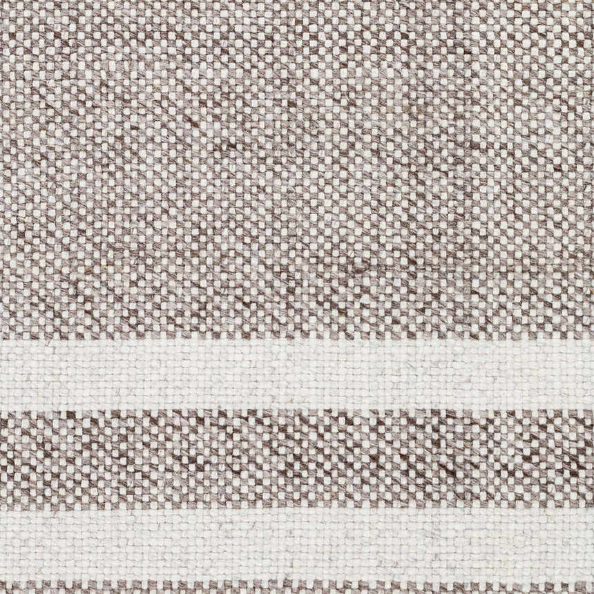 Close-up of Loic Light Brown Area Rug showing woven texture and striped pattern in light brown and white. Swatch