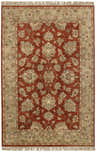 Hand knotted Springvale Area Carpet in beige, brick red, and olive with traditional floral pattern and fringe. Design-Rectangle-58
