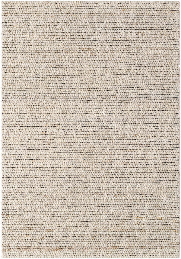 Close-up of the hand woven Olisa Cream Wool Area Rug. Beige and bone colored wool texture. Design-Rectangle-576