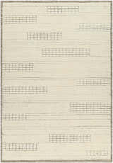 Hand-knotted Joren Area Rug. Cream wool rug with a modern grid pattern and subtle texture. Design-Rectangle