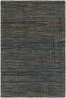 Close-up of the hand woven Riki Navy Area Rug. Features a textured beige and navy pattern. Design-Rectangle-576