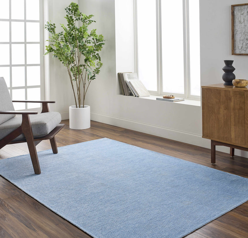 Isako Blue Solid Washable Area Rug - Clearance