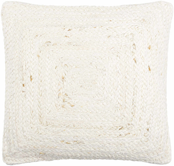 Simra White Jute Throw Pillow