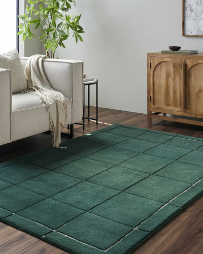 Siarl Green Checkered Area Rug