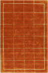 Close-up of the Siarl Burnt Orange Checkered Area Rug. Hand-tufted wool rug with a contemporary checkered pattern. Design-Rectangle-576