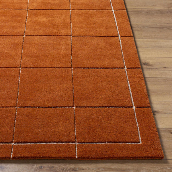 Siarl Burnt Orange Checkered Area Rug