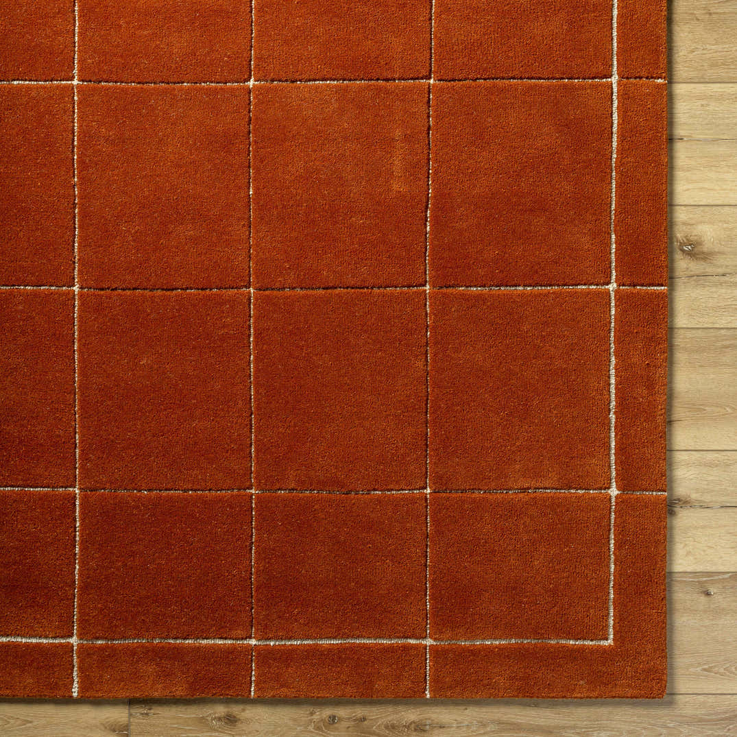 Scorched Rug Siarl Burnt Orange Checkered Area Rug – Boutique Rugs