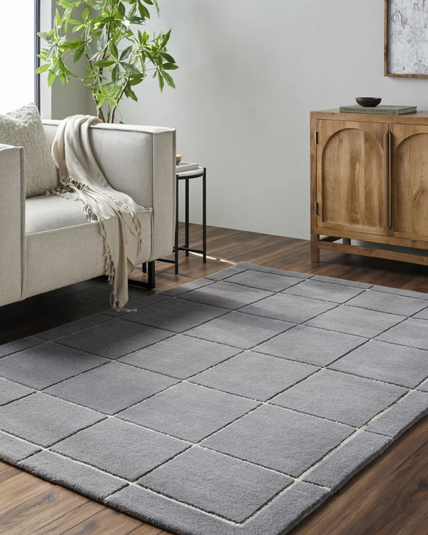 Siarl Dark Gray Checkered Area Rug