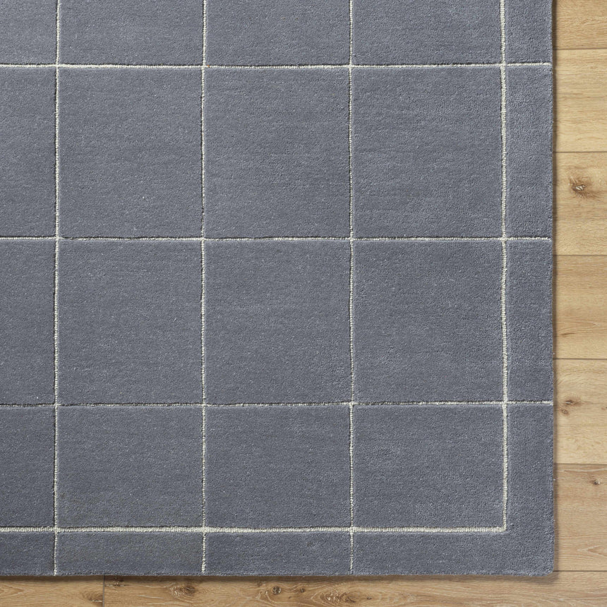 Siarl Dark Gray Checkered Area Rug