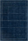 Close-up of the Siarl Area Rug. Hand-tufted, 100% wool rug in teal with a contemporary grid pattern. Design-Rectangle-576