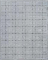 Close-up of the hand-tufted Sanvi Gray Area Rug. Features a subtle grid pattern in charcoal and gray wool. Design-Rectangle-810