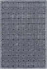 Close-up of the hand-tufted Sanvi Charcoal Area Rug. Soft, 100% wool rug with a contemporary black grid pattern on charcoal. Design-Rectangle-576