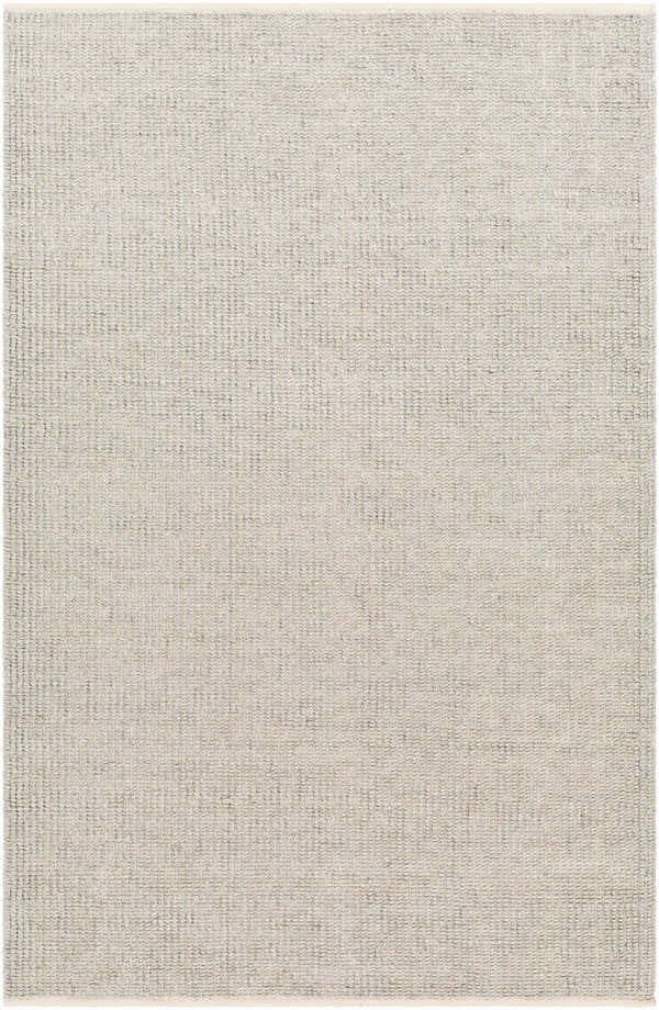 Close-up of the Blaga Area Rug showing its hand-woven texture and neutral colors like gray, lambswool, and light brown. Design-Rectangle-576