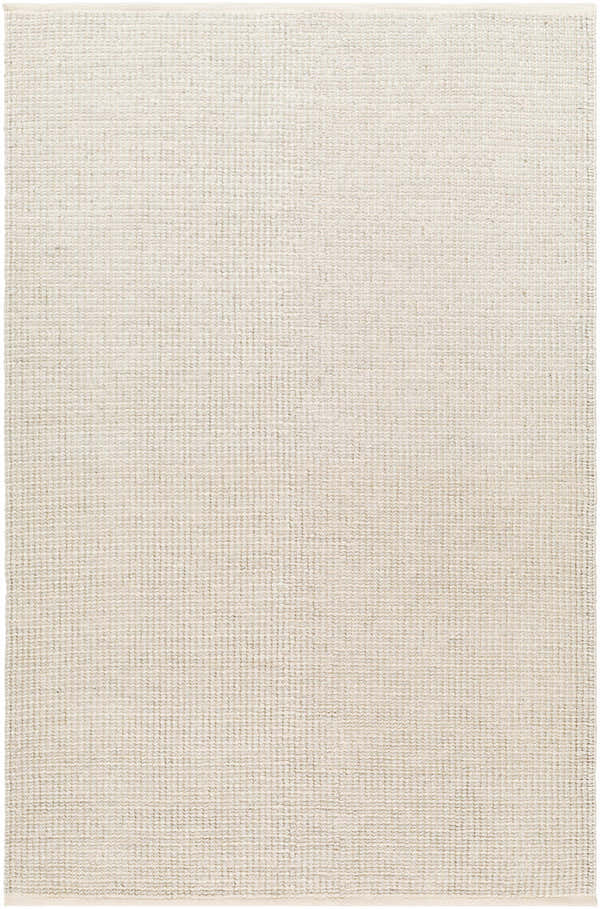 Close-up of the Edith Premium Rug in beige. Hand-woven with a subtle, textured pattern. Perfect for any room. Design-Rectangle-576