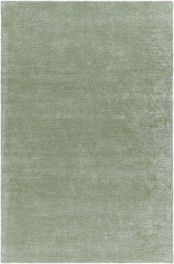 Close-up of the sage green Helio Area Rug, a hand-tufted viscose rug with a subtle, textured design. Design-Rectangle-576