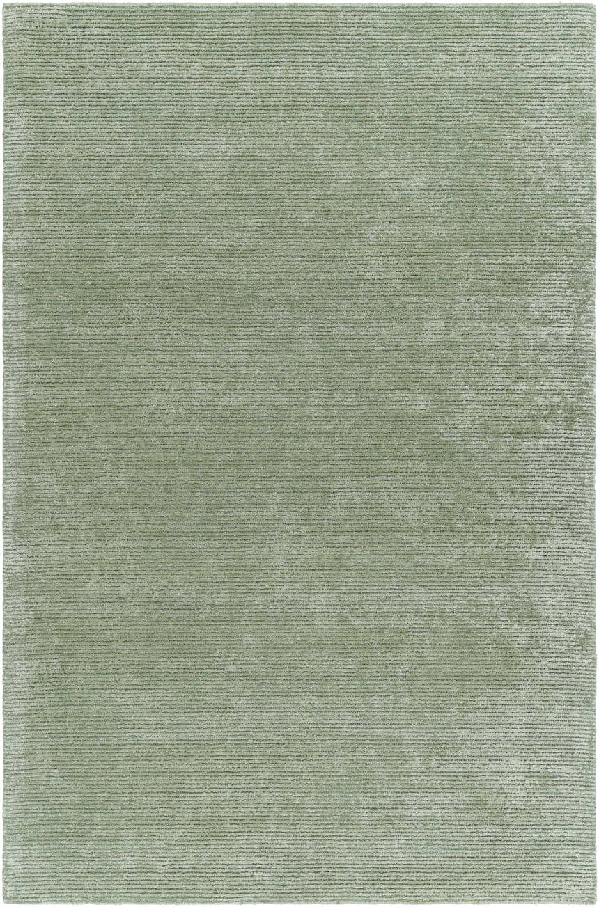 Close-up of the sage green Helio Area Rug, a hand-tufted viscose rug with a subtle, textured design. Design-Rectangle-576