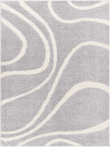Close-up of Horst Light Slate Area Rug. Light slate gray rug with a swirling white pattern. Soft texture. Design-Rectangle-537