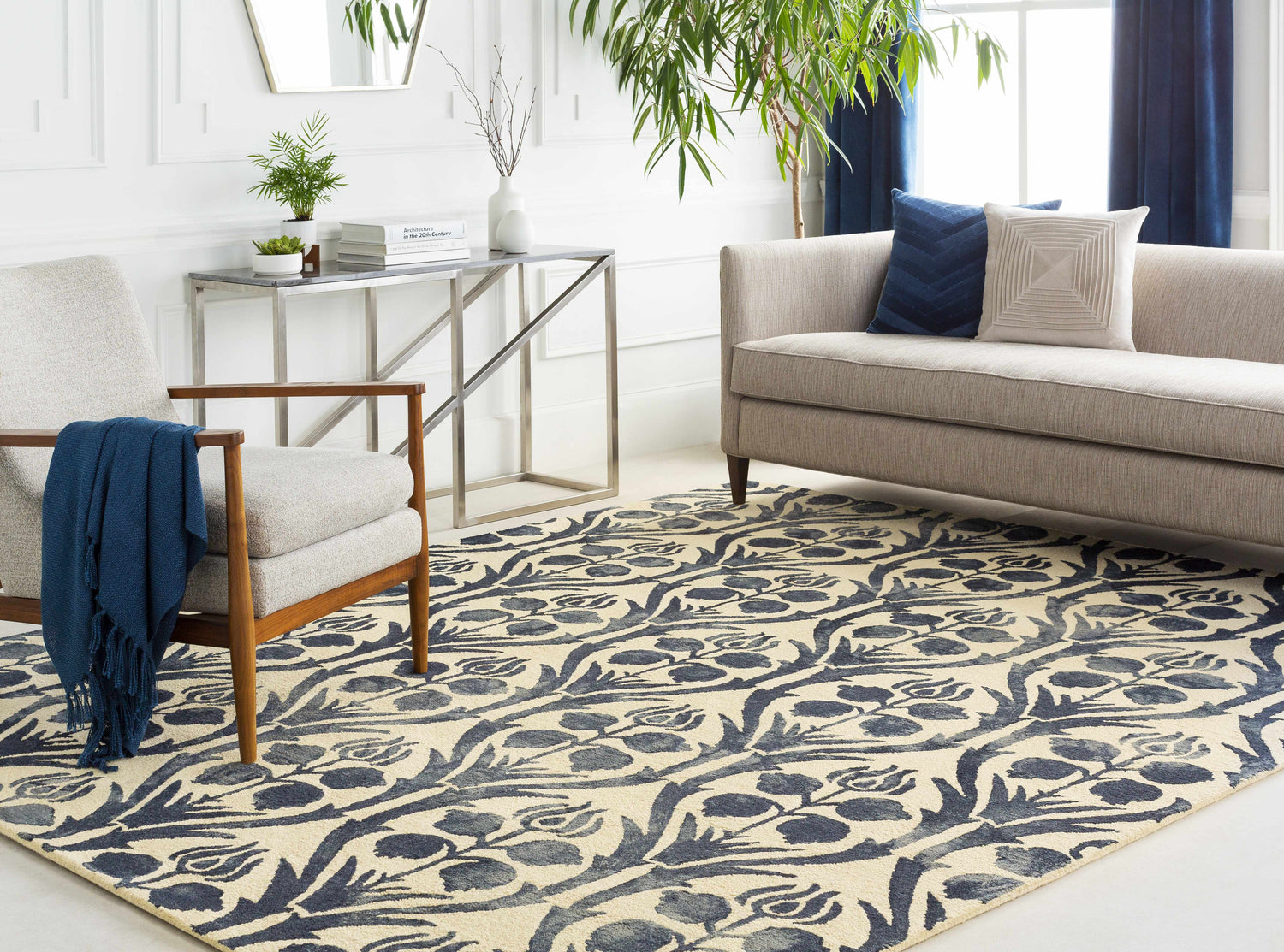 Onyx Navy Square Throw Pillow