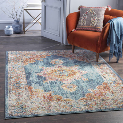 Cairneyhill Distressed Blue Medallion Rug - Clearance