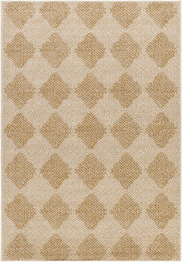 Close-up of the Broox Beige Area Rug, showcasing its diamond pattern and neutral color palette. Design-Rectangle-537