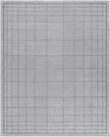 Close-up of the Sedna Gray Wool Area Rug featuring a subtle grid pattern and solid border. Medium gray color. Design-Rectangle-810